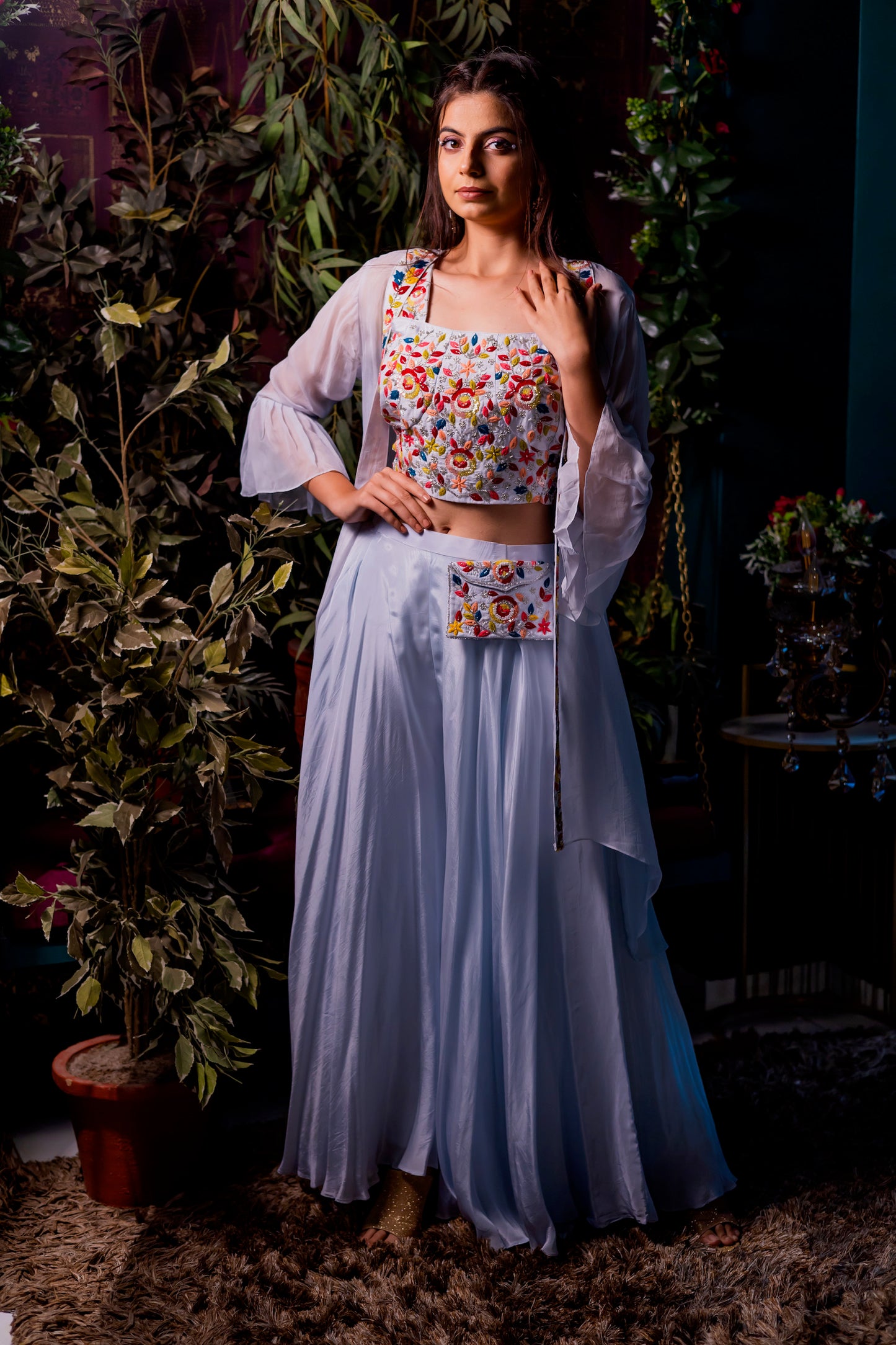 Light blue shrug & plazo set