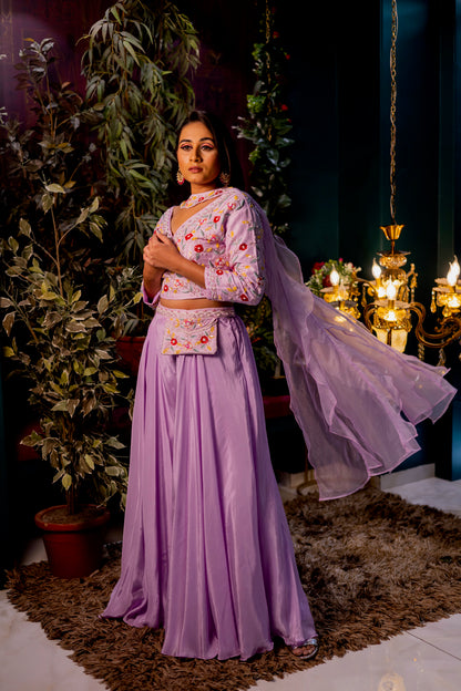 Lilac crop top and plazo set