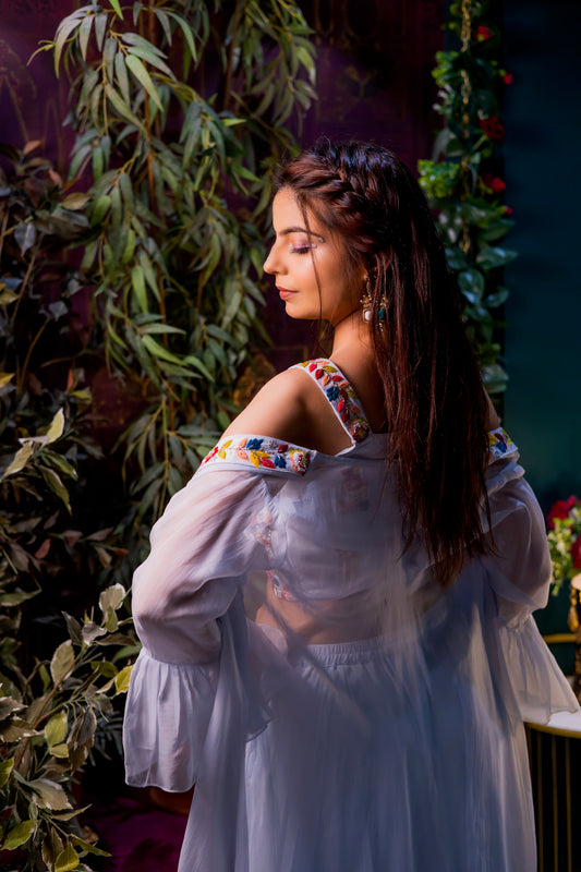 Light blue shrug & plazo set