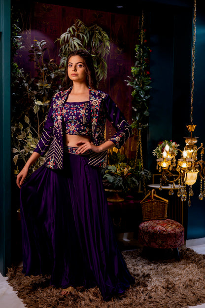 Purple blazer & plazo set