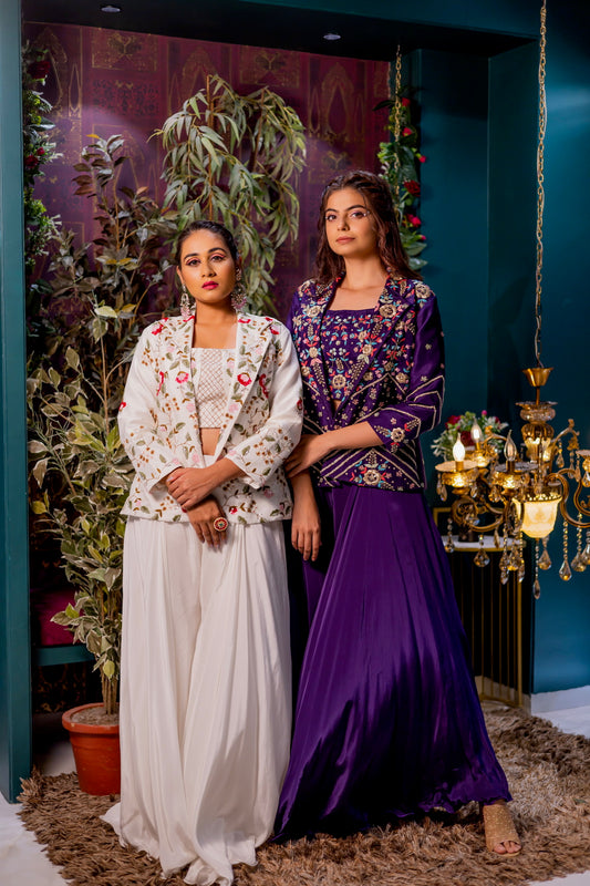 Purple blazer & plazo set